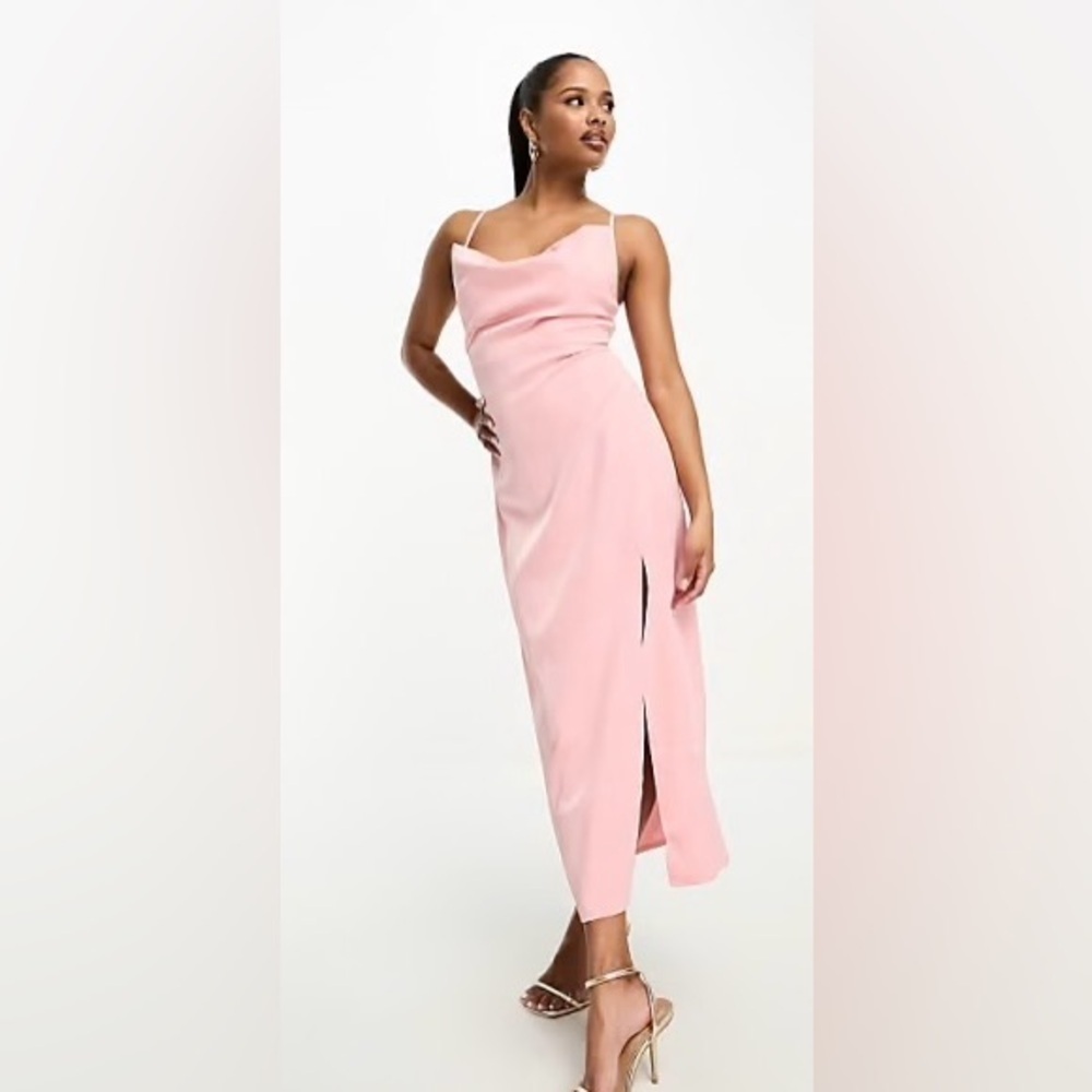 Calvin Klein Elegant Pink Satin Dress - Picture 6 of 6